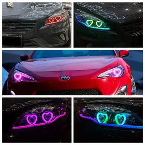 New <strong>RGB</strong> Chasing <strong>LED</strong> Angel Eye Ring Auto Decoration Heart-Shape Halos Sequential Turn Signal for Honda App Control Headlight - Product Image 6