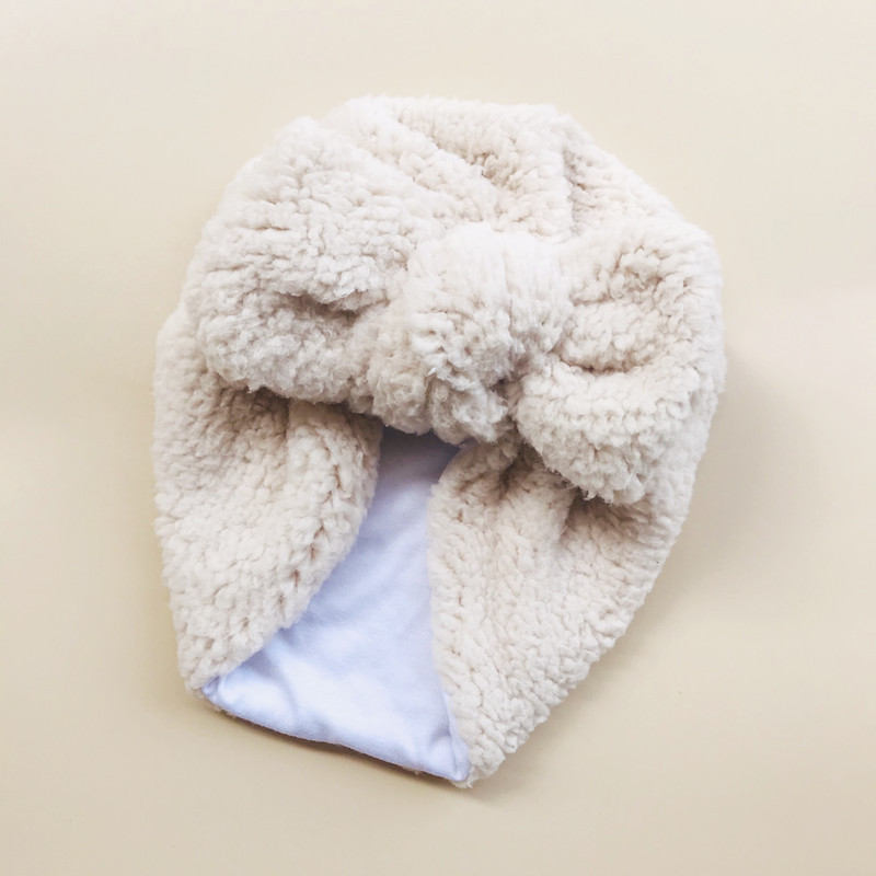 Chapeau bébé en laine d'agneau beige grand chapeau bébé fille bowknot