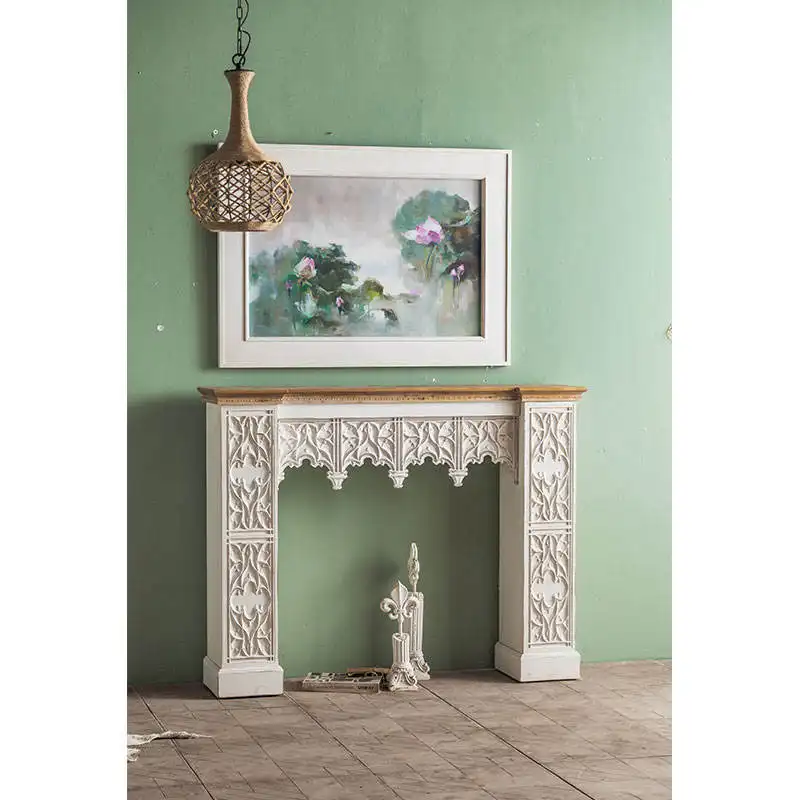フレンチスタイルの玄関木製廊下テーブルアンティーク家の装飾家具手作り彫刻寝室コンソールテーブル