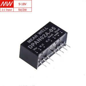 MEAN WELL DPAN02A-05デュアル出力DC-DCコンバータ、 ± 5V ± 200mA、入力9-18Vdc、コンパクトSIPパッケージ、通信/医療用 - Product Image 1