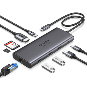 UGREEN Revodok Pro 109 USB C Hub 9 in 1 10Gbps USB C 3.2 & USBA 3.2 4K-HDMI、100W電力供給、SD/TFカードリーダー - Product Image 1