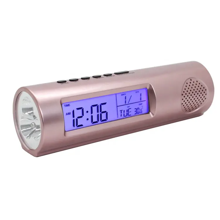 2020 Creative Camping Travel LED Flashlight Portable LED Backlight Snooze FM Radio Torch Alarm Clock