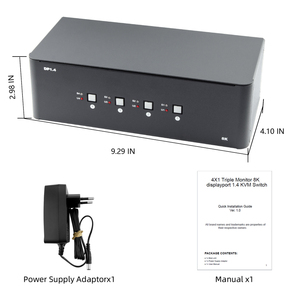 8K Triple <strong>Monitor</strong> <strong>KVM</strong> <strong>Switch</strong> 4-Port DP1.4 USB 3.0 Share Keyboard Mouse Set for 4 <strong>Computers</strong> Supports Windows/Mac/Linux Stock - Product Image 6