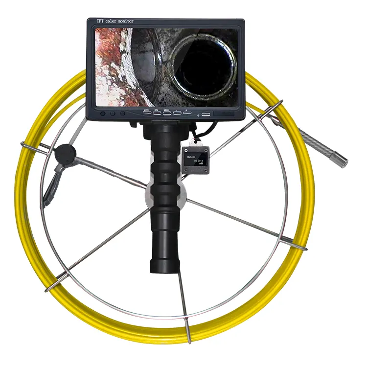 Handheld 7 Inch Drainage Sewage Pipeline Video Inspect Borescope Push Rod Cameras With Meter Count