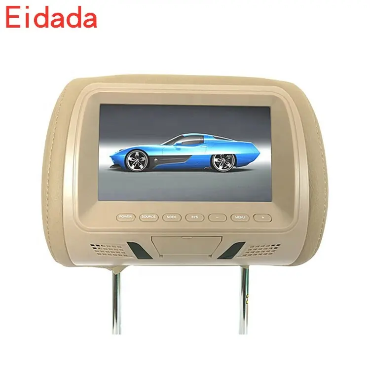 Reposacabezas de coche de 7 pulgadas, Monitor Lcd Mp5 con USB SD FM, almohada tipo cuero, barato