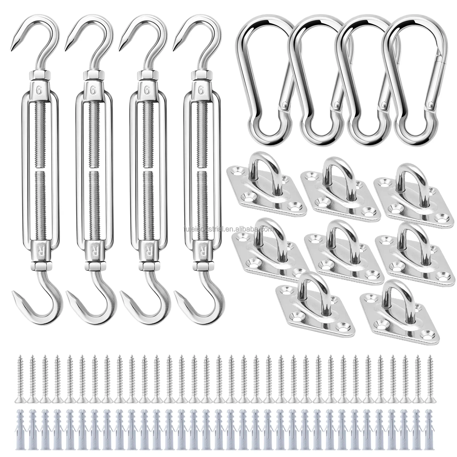 316 הוק turbuckle נירוסטה וו קרביינר וו כרית צלחת עיניים ערכות עבור גוון שמש חופה מוסך canopie