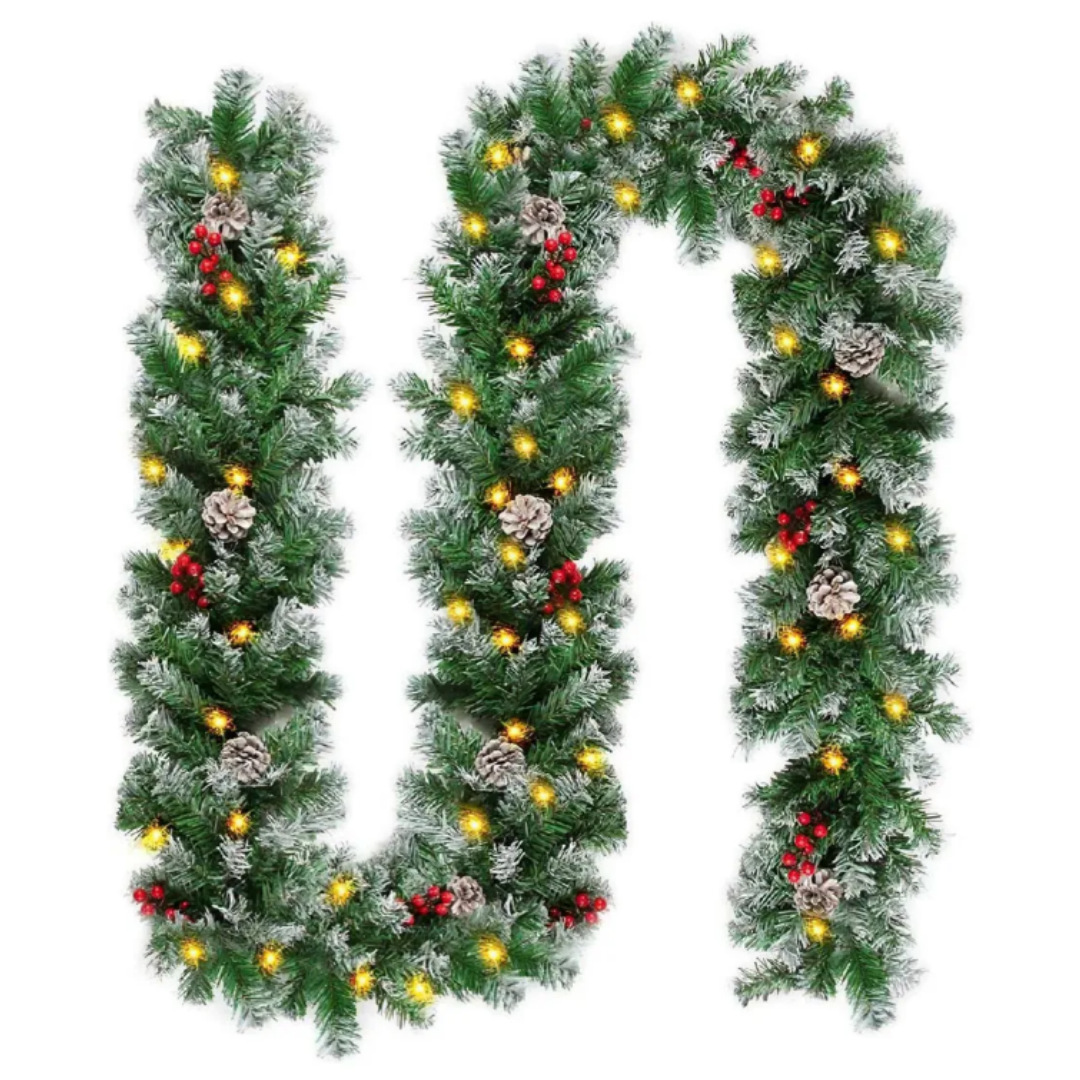 2.7-meter spray white with pine cones, red fruits with lights