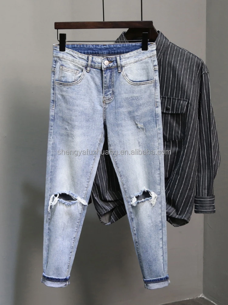 wholesale men's jeans basic men's denim pants fashion zipper flying men's trousers