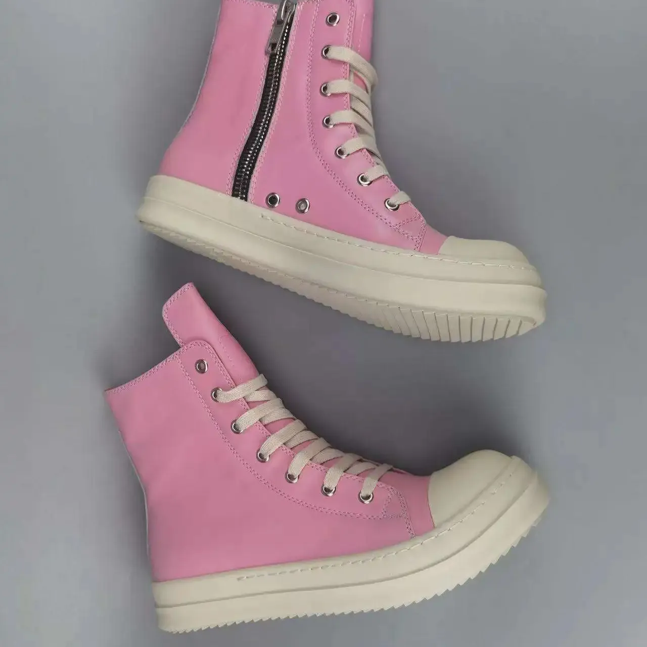 Fabrika dantel-up deri üst kalın ayakkabı için Unisex sıcak kar yüksek kalite çizmeler moda tıknaz yüksek topuk çizmeler