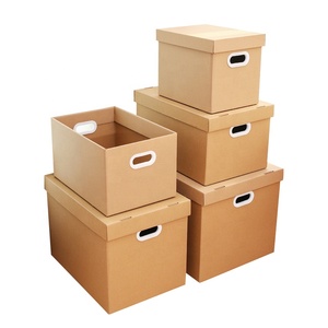 Caja de cartón corrugado de banquero con impresión de logotipo, almacenamiento de papel, caja marrón para documentos, se mueve con tapa y asas - Product Image 3