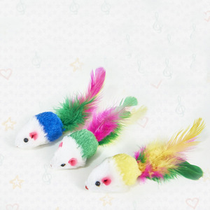 多色羽毛毛绒毛毛老鼠猫玩具含沙互动玩具 - Product Image 4