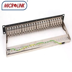 PANEL de parche cargado, 19 '', 1U, 24 puertos, RJ45, STP, CAT6A, PANEL de parche blindado con Gato de módulo CAT6A