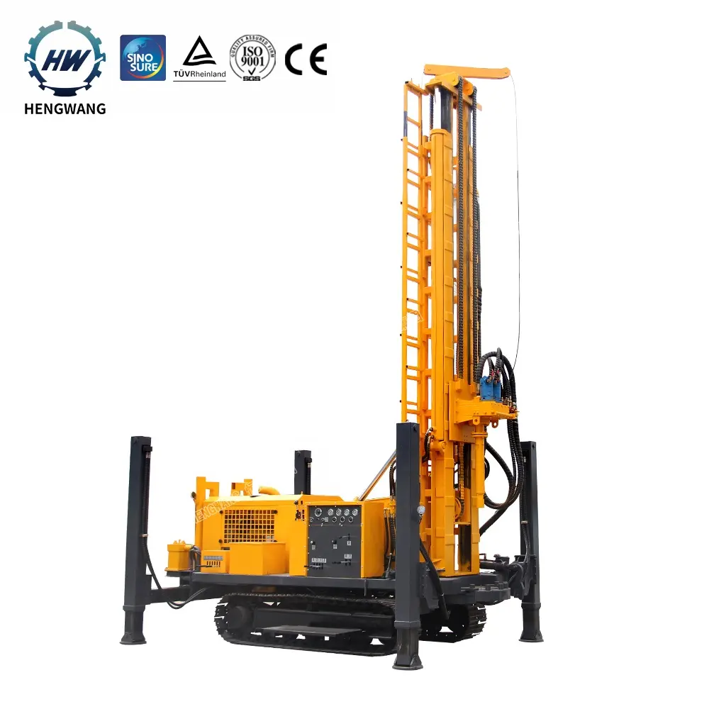 300m Tracked Percussive Rotating Top Hammer Hammer DTH Drilling Rig For Water Well 200 Meters
