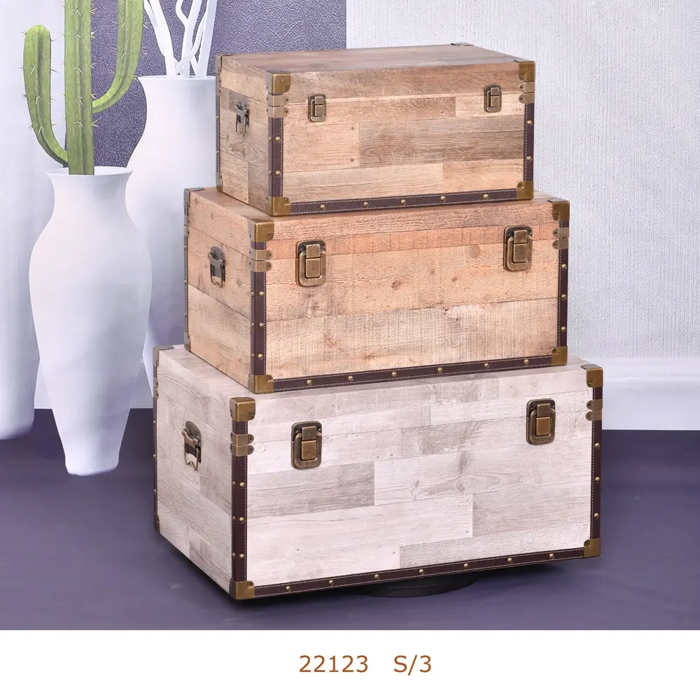 Set di scatole Decorative per baule in legno di grandi dimensioni per la conservazione o l'esposizione della casa