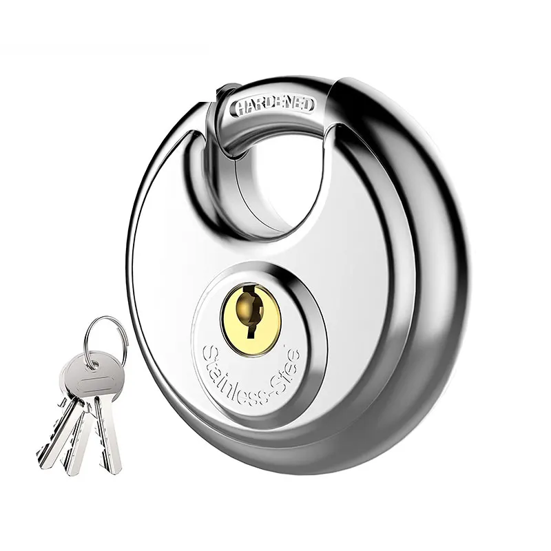 Factory OEM candado Disc Locks Heavy Solid SS Disc Padlock Heavy Duty High Safety Anti-theft Stainless Steel Round Padlock