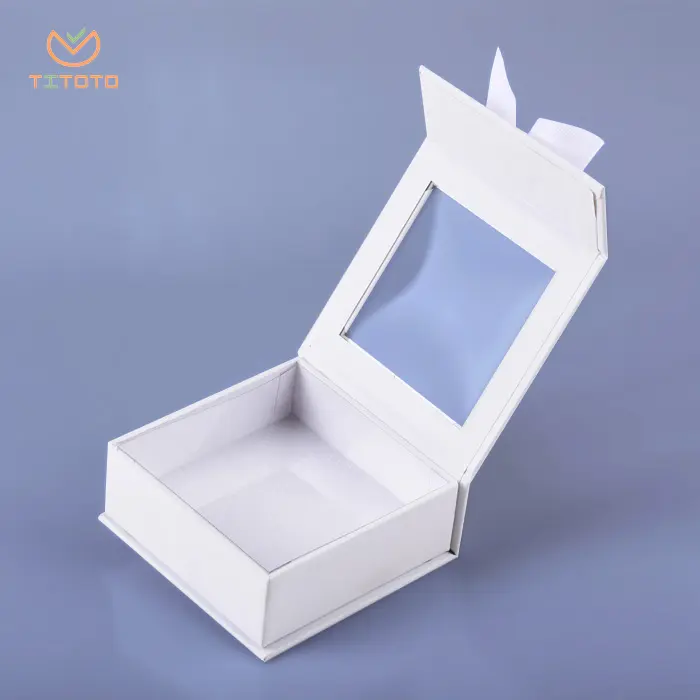 Оптовая продажа, упаковка логотипа на заказ, Белая Квадратная жесткая бумажная картонная роскошная коробка для свечей для подарка с прозрачным окном