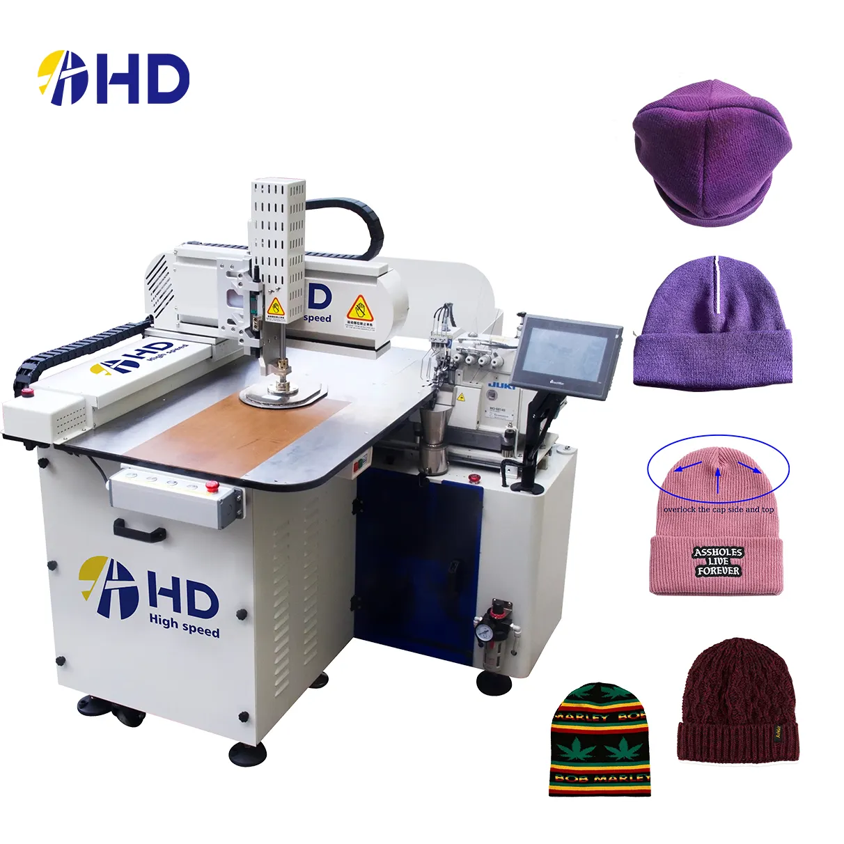 Máquina de coser Overlock Seger automático industrial de alta velocidad para gorro de invierno tejido