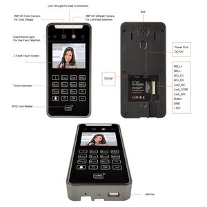 Teclado táctil API SDK, máquina biométrica de tiempo de asistencia, sistema de Control de acceso de puerta de reconocimiento facial AI con WiFi TCP/IP - Product Image 4