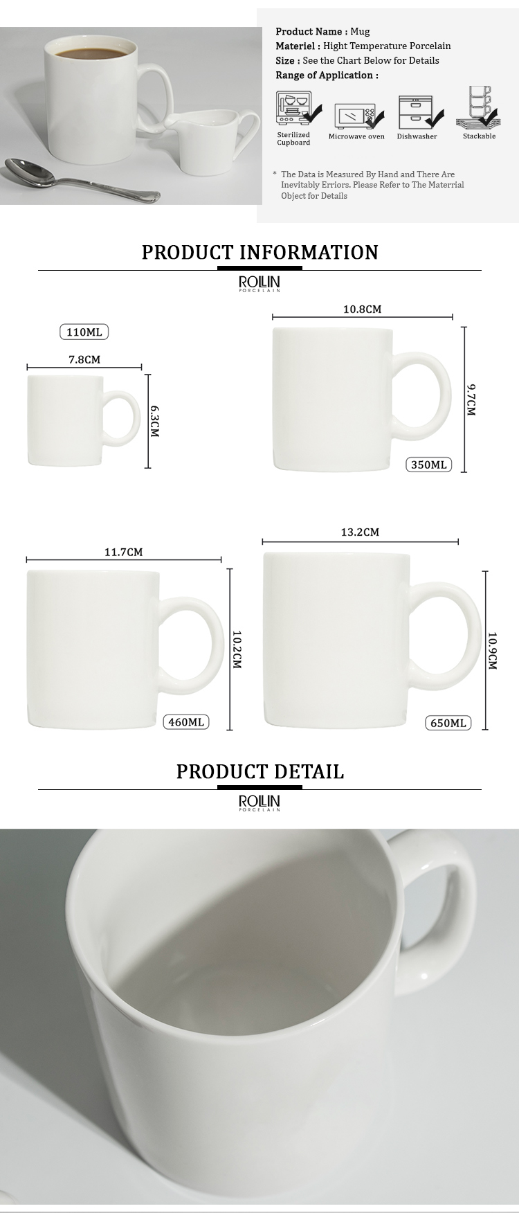New Design White Mug Porcelain Coffee Mug Customized Coffee Cup