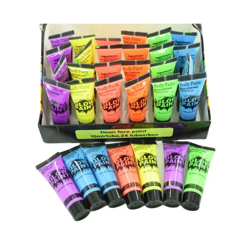 6 Colors UV Glow in dark Art Makeup Face Paints Woman nude male body painting supplies