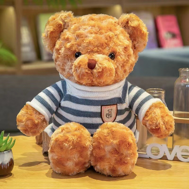 Blue and White Lemon Blossom Brown Bear