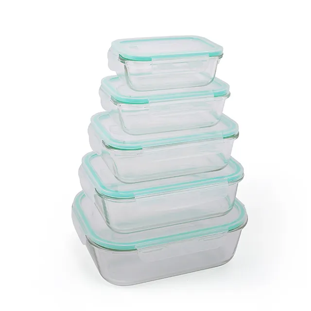 Resistente al calor de almacenamiento de vidrio comida preparación contenedores caja de almuerzo bento con tapa de PP
