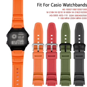 Multi-Colors 18mm <strong>PU</strong> Wrist Watchband Rubber Replace <strong>Watch</strong> <strong>Strap</strong> Bands for Casio AE-1000W AQ-S810W W-735H - Product Image 2