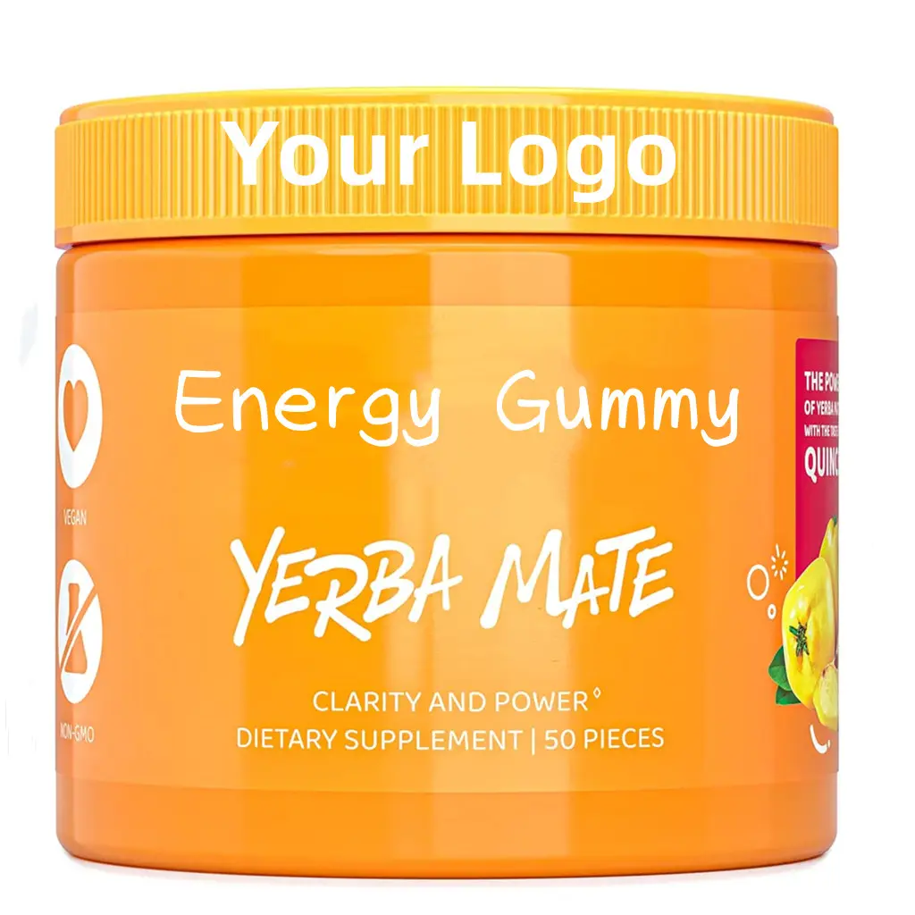 カスタムプライベートラベルYerba Mate Gummies Powder Organic Vegan Kosher Gluten Free Dietary Supplement Gummy for Energy & Focus