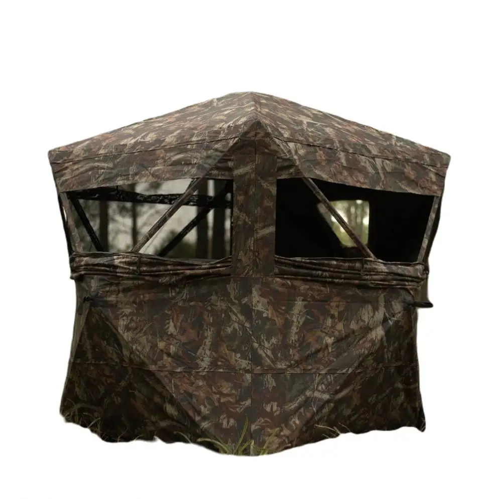 Portable extérieur 3D pleine vue Camouflage voir à travers la Chasse Caccia Caza chasse tente aveugle avec fenêtre en maille à 270 degrés