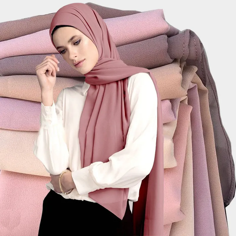 최고 판매 도매 버블 쉬폰 목도리 이슬람 Hijab 패션 스카프 말레이시아 아랍 Hijab