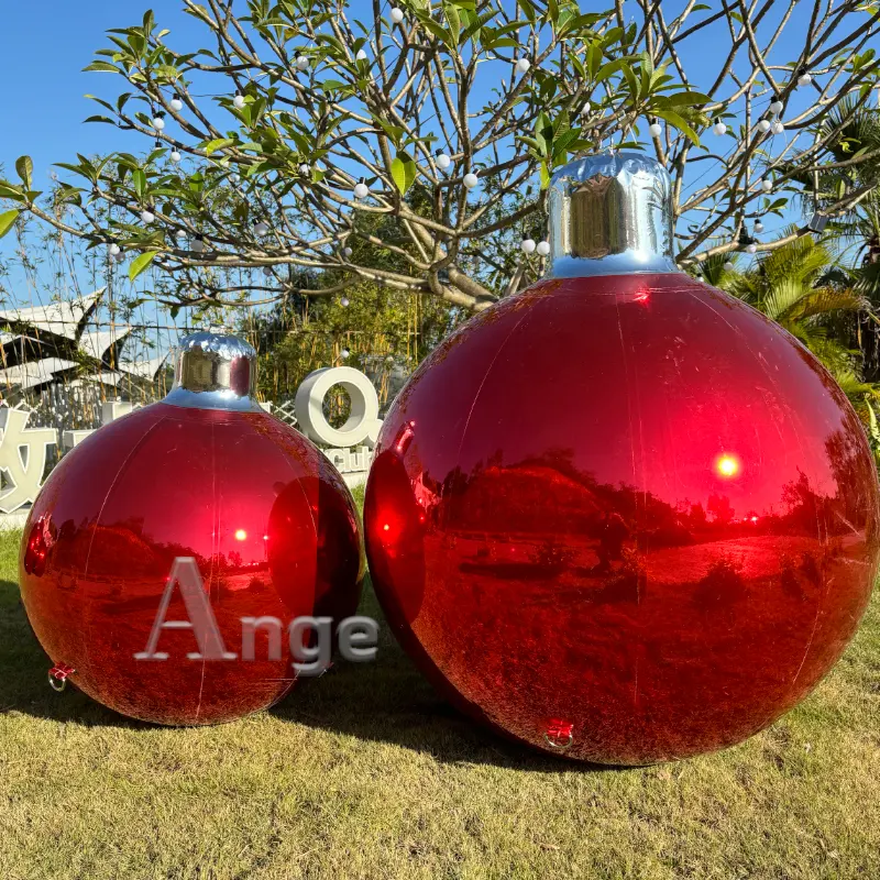 ANGE aufblasbarer roter Zierball für Weihnachtsdekoration Roter reflektierender Spiegelball aufblasbarer dekorativer Ball