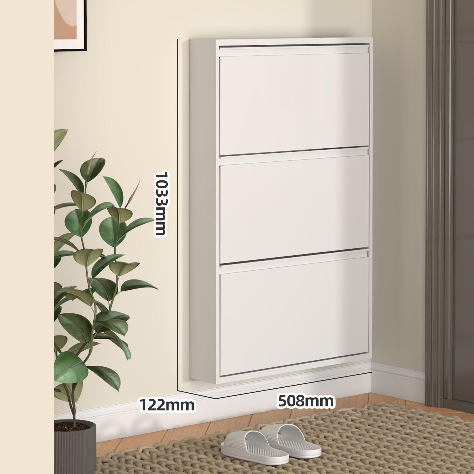 Meuble à triple bac large 508 blanc silencieux de 12 cm