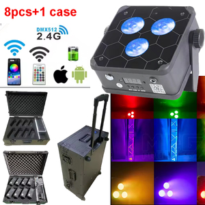 รีโมทคอนโทรล IR ไฟขนาดเล็กแบบพกพา WiFi uplight งานแต่งงาน DJ ไฟ LED แบตเตอรี่ไร้สาย3x18W พร้อมกล่องชาร์จ8ชิ้น - Product Image 3