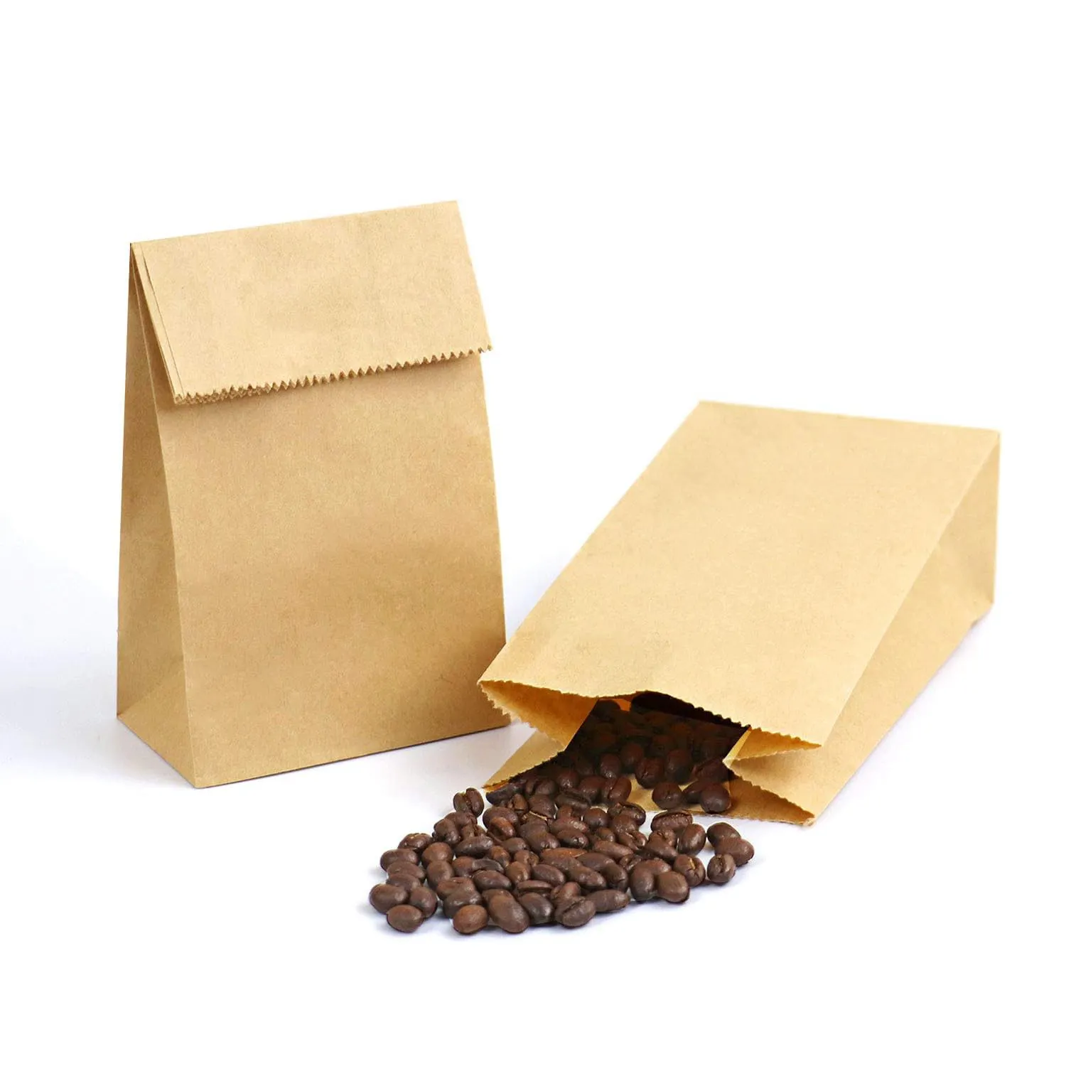 Hot Popcorn Coffee Bean Bread Thanks Gift Packaging Recyclable Square Bottom Food Kraft Paper Grab Bags