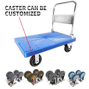 Precio más barato 70*50cm 200kg Carga de almacenamiento giratorio Plataforma de pasamanos plegable de plástico azul Carro de mano para fábrica - Product Image 6