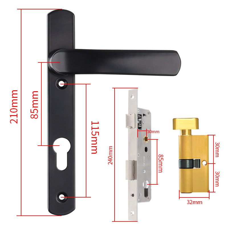 Serrure monopoint noire 8530, cylindre de serrure 60