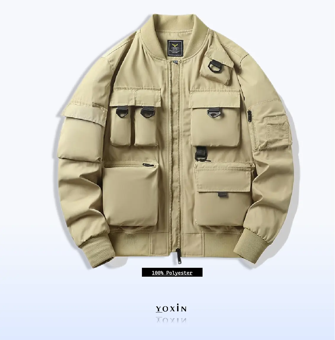 Bahar sonbahar Vintage Retro bombacı ceket erkekler için su geçirmez Safari sokak açık ceket ceket Polyester özelleştirilmiş örme