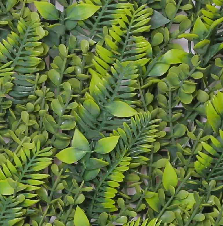 Panel de cobertura de topiario de hojas de Milán artificiales, boj de hiedra sintética de plástico para pared verde, paneles de boj, seto de topiario
