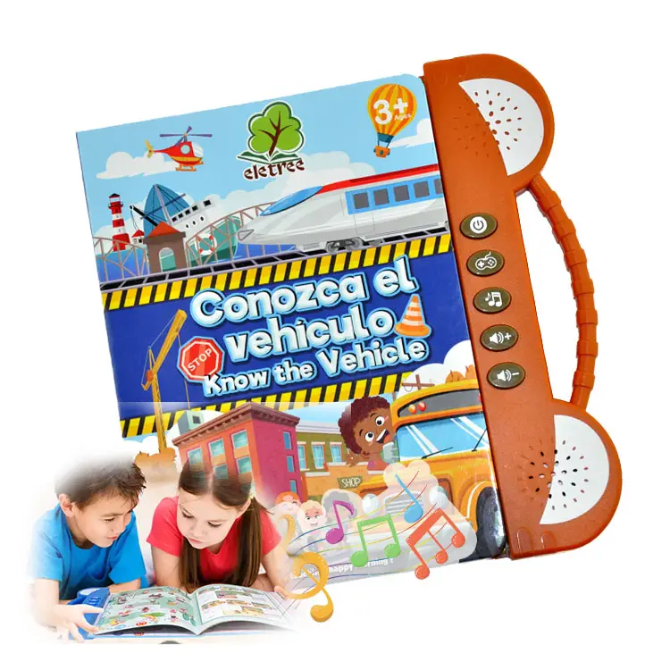 Scopri il veicolo Ebook bambini bilingue inglese spagnolo giochi di apprendimento giocattoli educativi per bambini