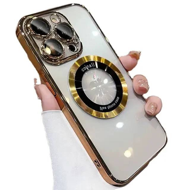 2023 iPhone 15 pro用の新しい磁気充電電話ケース、iPhone用レンズフィルム耐衝撃電話ケース14 13 12