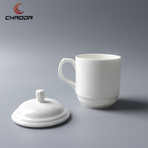 Customizable China Ceramic Mug <strong>Set</strong> With <strong>Handle</strong> 400ml Capacity Porcelain Tea <strong>Cups</strong> and Lids Reusable With Custom Logo - Product Image 4