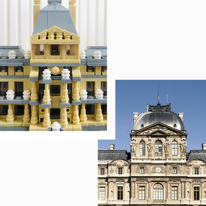 4213ストリートビューブロックパリルーブル美術館建築モデルセットプラスチックABSテーマおもちゃ風景モデル