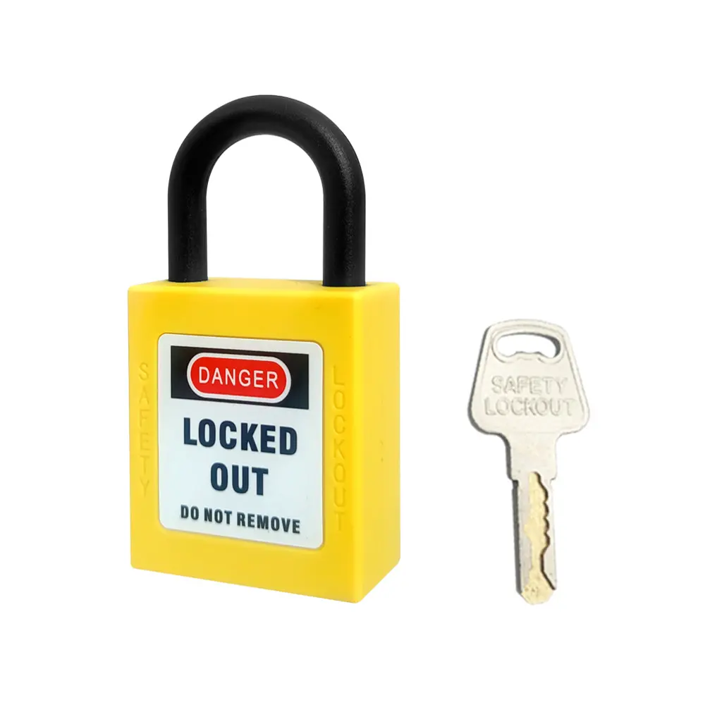 25mm Industrial Security Nylon Shackle Padlock LOTO Safety Padlocks Yellow Padlocks 1 Keys Per Lock