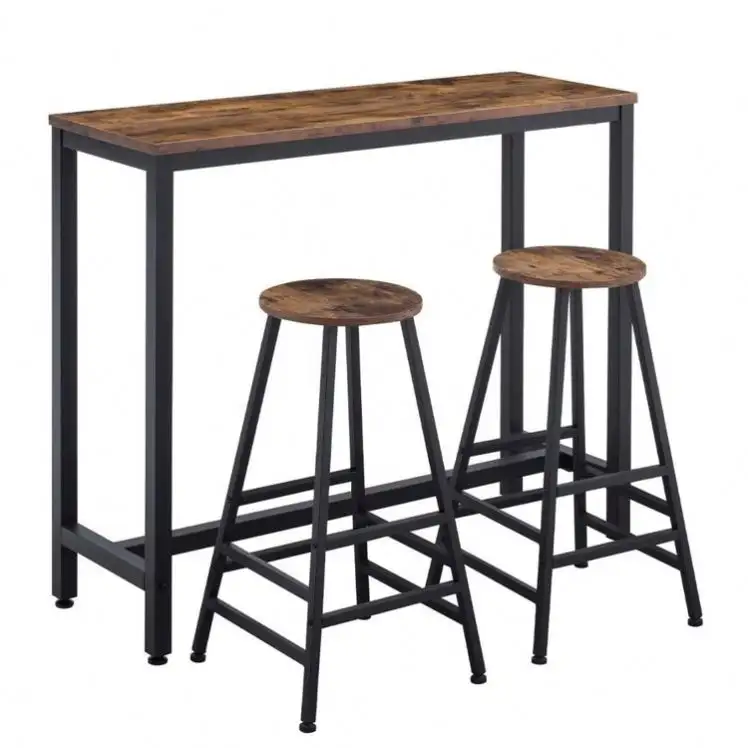 تصميم جديد كوكتيل الخشب المعادن أثاث المطبخ طاولة بار ومقاعد