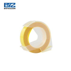 9mm Plastic Labels Compatible Dymo 3D Embossing Label Tape White on Fluorescent <strong>Hansa</strong> <strong>Yellow</strong>