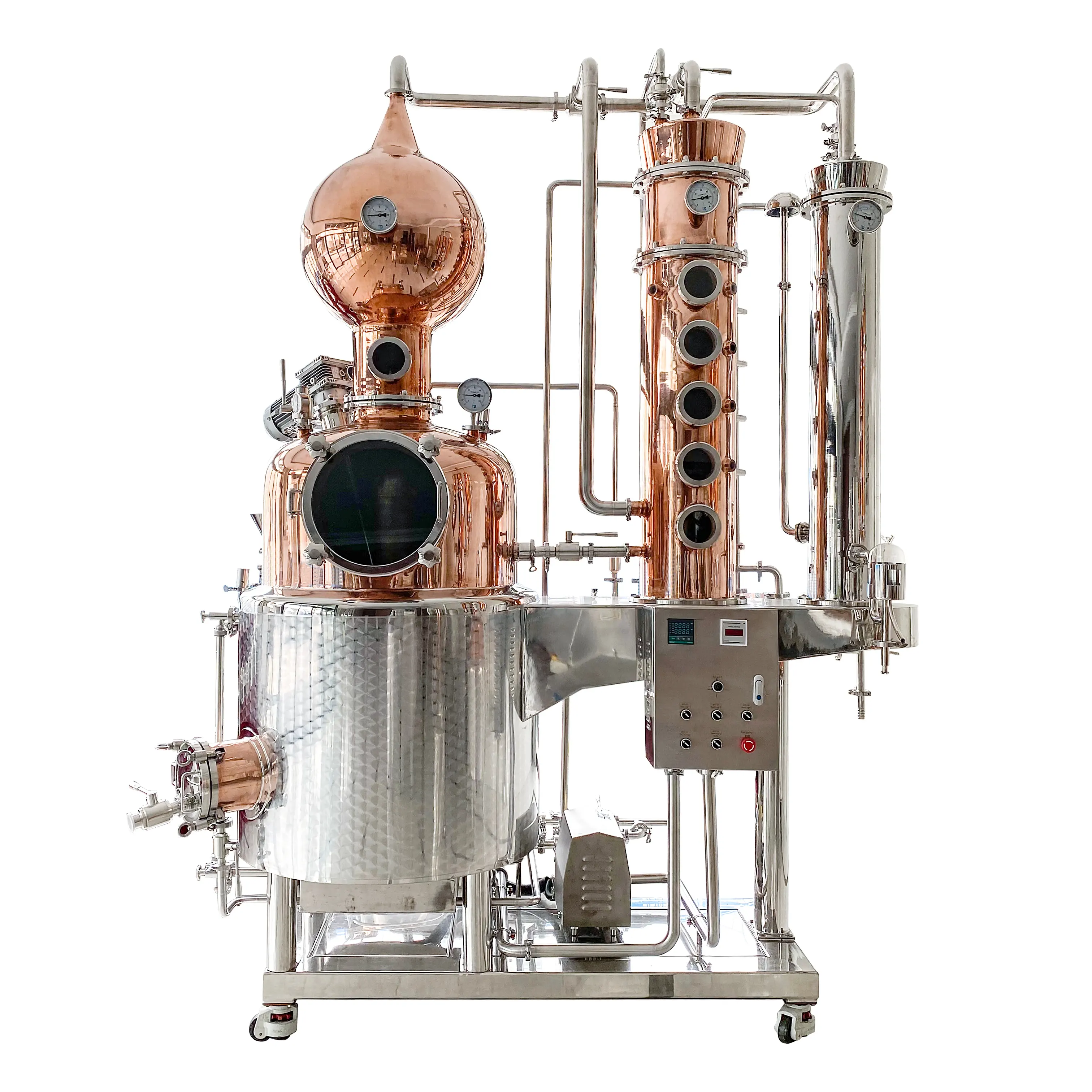 Vodka ancora 200L 300L ancora distillazione macchina alembic di alcol di rame recupero colonna di distillazione con filtro a carbone