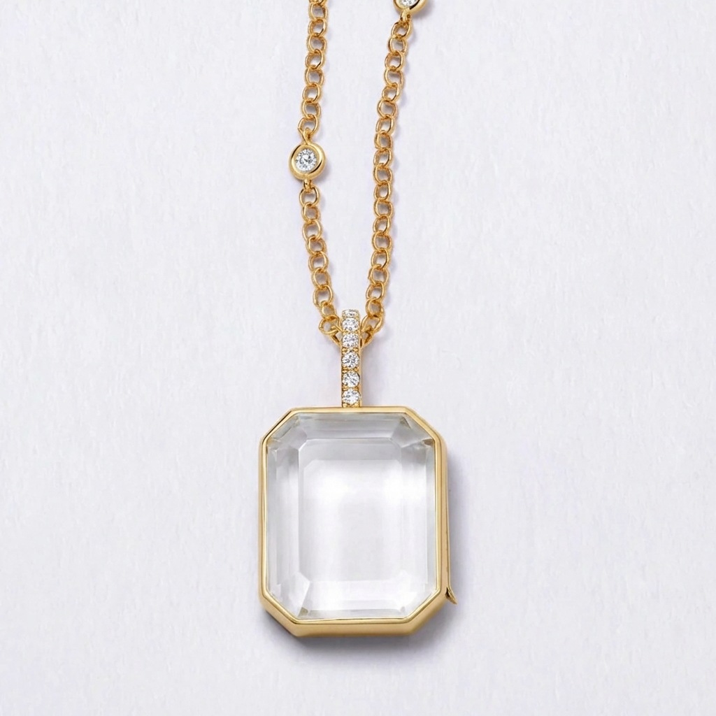Collier boîte carrée dorée - boîte vide