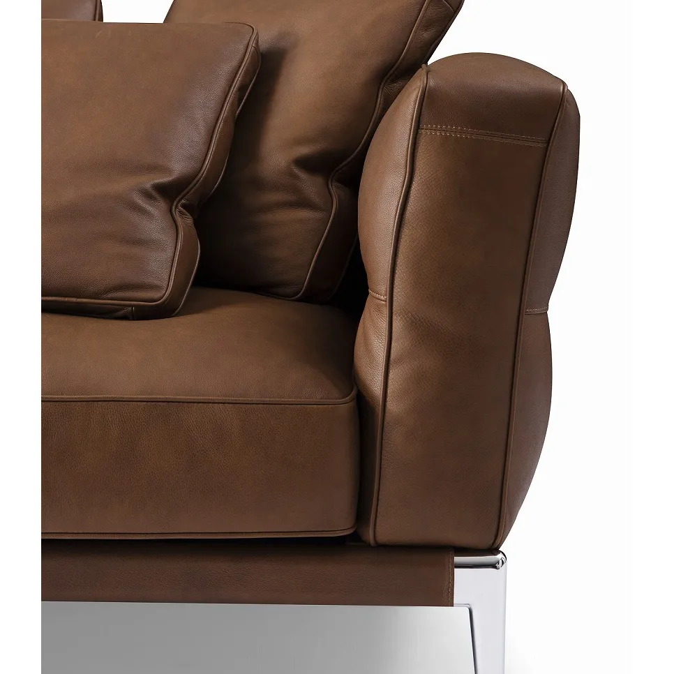منتج جديد من المصنع وهو عبارة عن كرسي حديث مكون من 3 مقاعد أريكة للعائلة من قماش/جلد وريش بني يتكون من 3 مقاعد أريكة