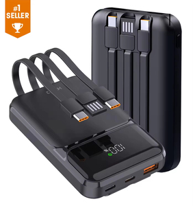 HYTO Power Bank con Cables Integrados Paquete de Batería USB 4 Salidas 3 Entradas Pantalla LED Tipo C 10000mAh 20000mAh Powerbank Portátil - Product Image 1