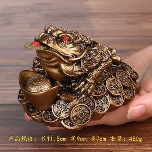幸运金蟾装饰三脚蟾蜍家居风水金chan楚树脂钱青蛙雕像幸运 - Product Image 3